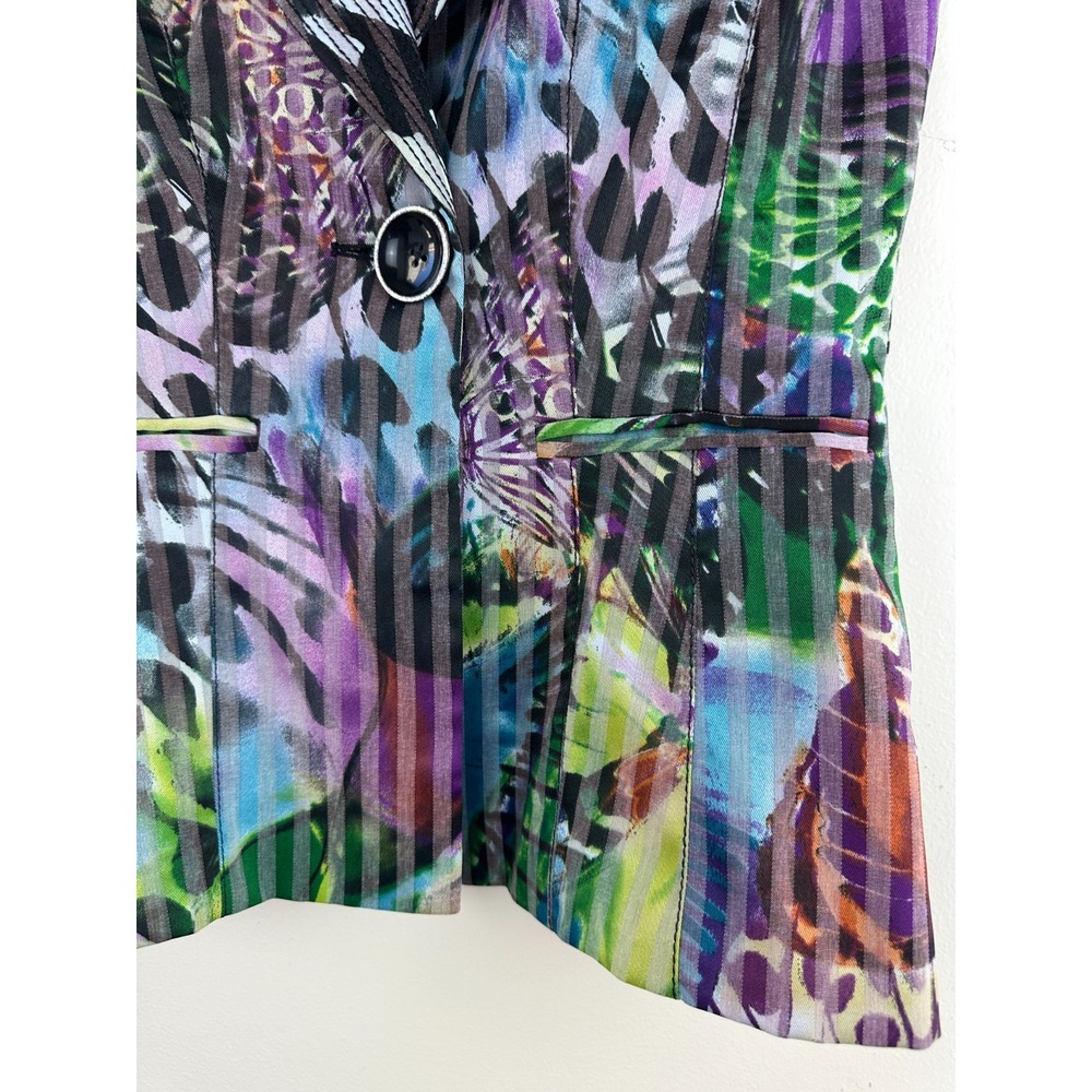 Alberto Makali Blazer Size 4 Short Sleeve Animal Butterfly Print Light Jacket - Picture 8 of 14
